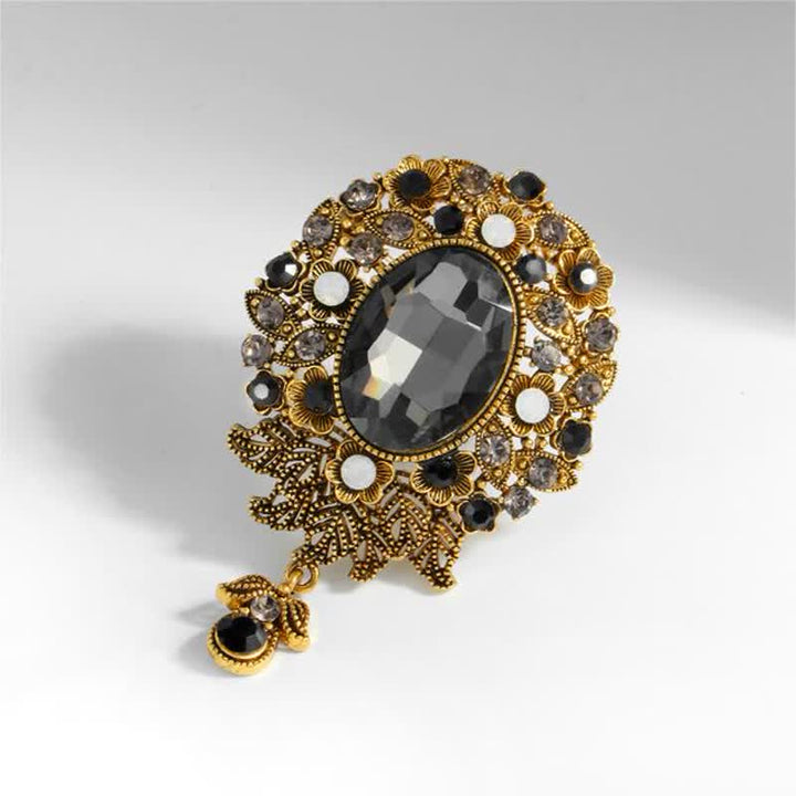Broche de gota de agua de cristal redondo de Boheimia para mujer