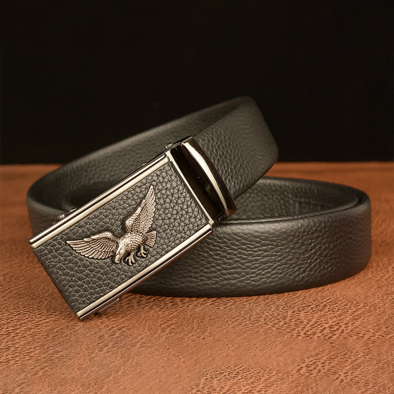 Cinturón de cuero con hebilla automática para hombre, estilo ejecutivo, con águila y halcón