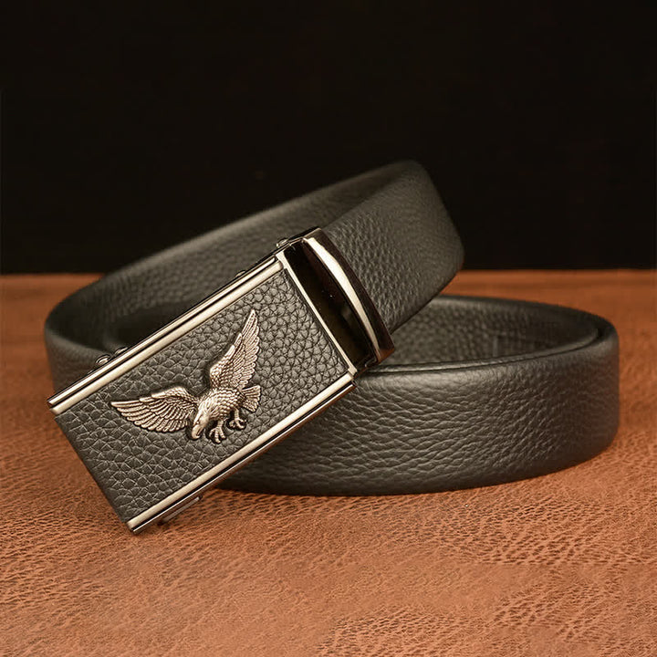 Cinturón de cuero con hebilla automática para hombre, estilo ejecutivo, con águila y halcón