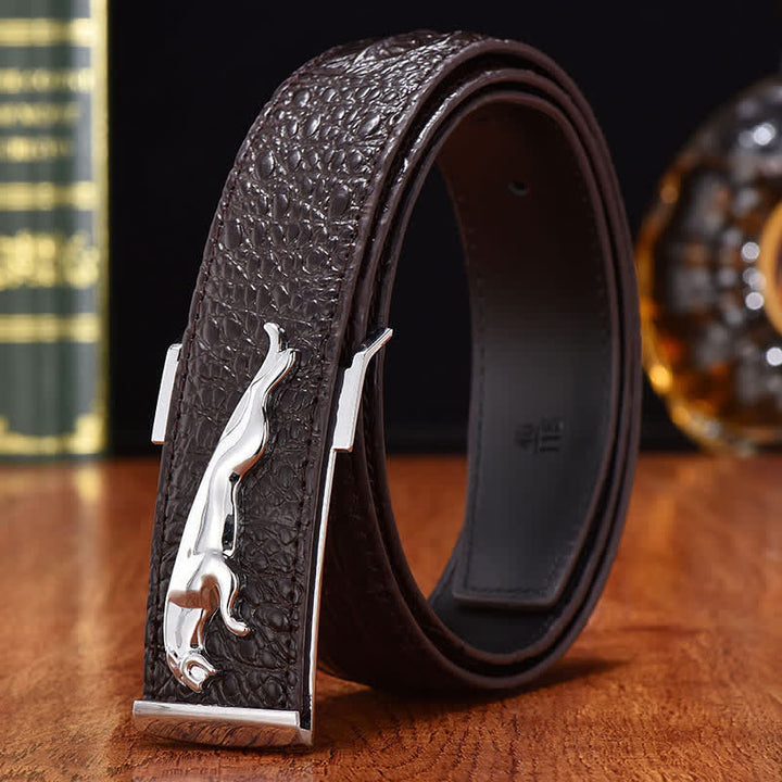 Cinturón de cuero con hebilla de leopardo para hombre, de lujo, para negocios