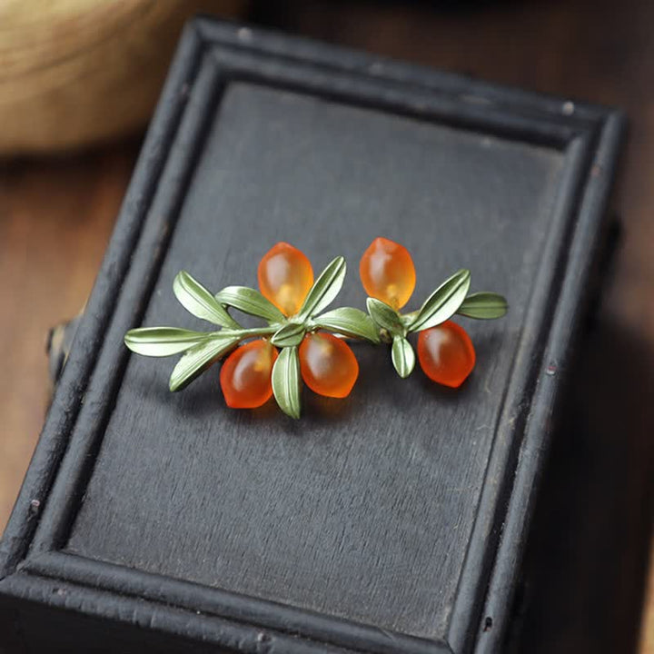 Broche pastoral de naranja y bayas para mujer