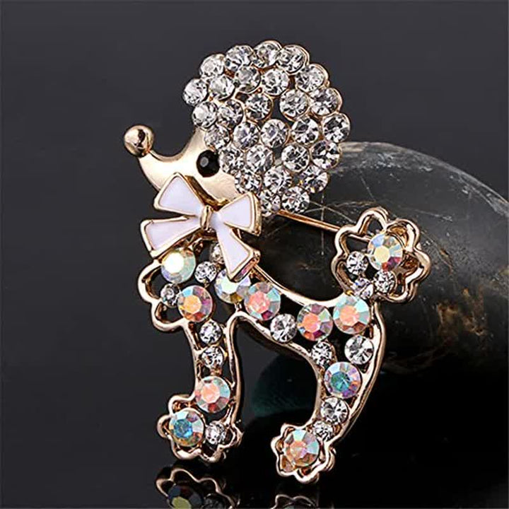 Broche de caniche con lazo para mujer