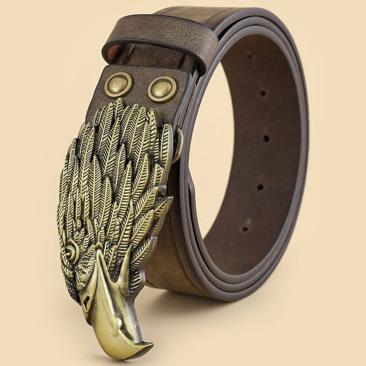 Cinturón de cuero con forma de buitre en 3D y cabeza de águila para hombre