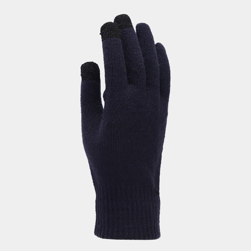 Conjunto de 3 guantes y gorro de punto de sarga gruesa unisex