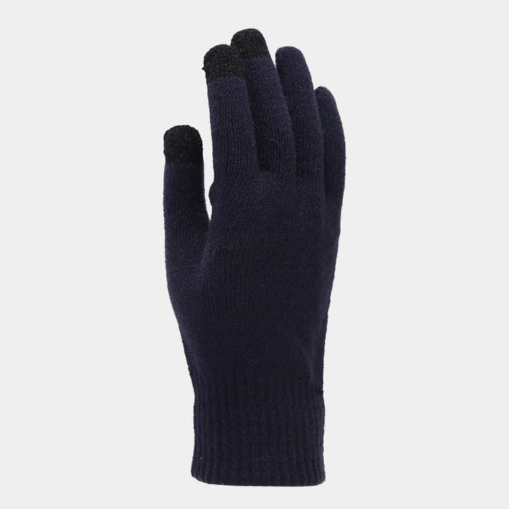 Conjunto de 3 guantes y gorro de punto de sarga gruesa unisex