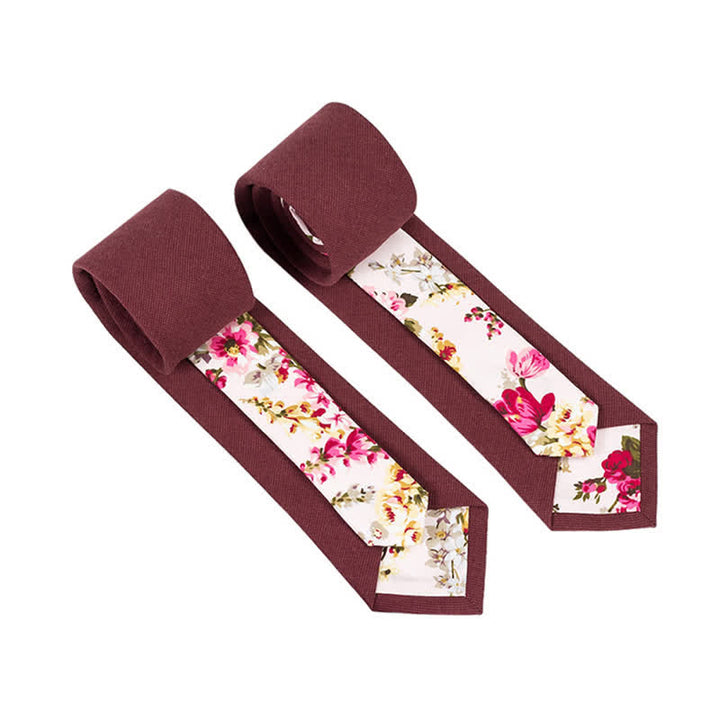 Corbata de hombre con diseño de patchwork floral y cuadros escoceses