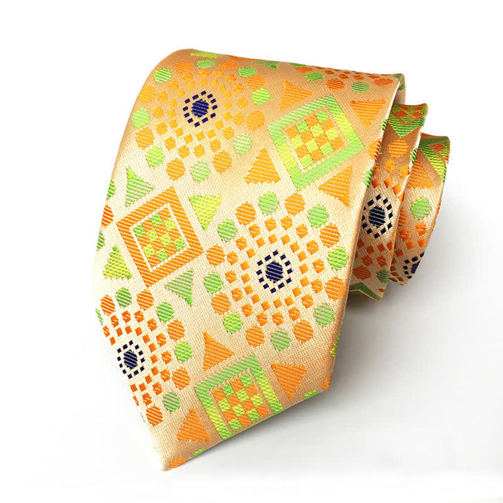Corbata con medallón geométrico real y flores para hombre