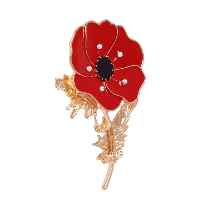 Broche de amapola con pintura al óleo vintage para mujer