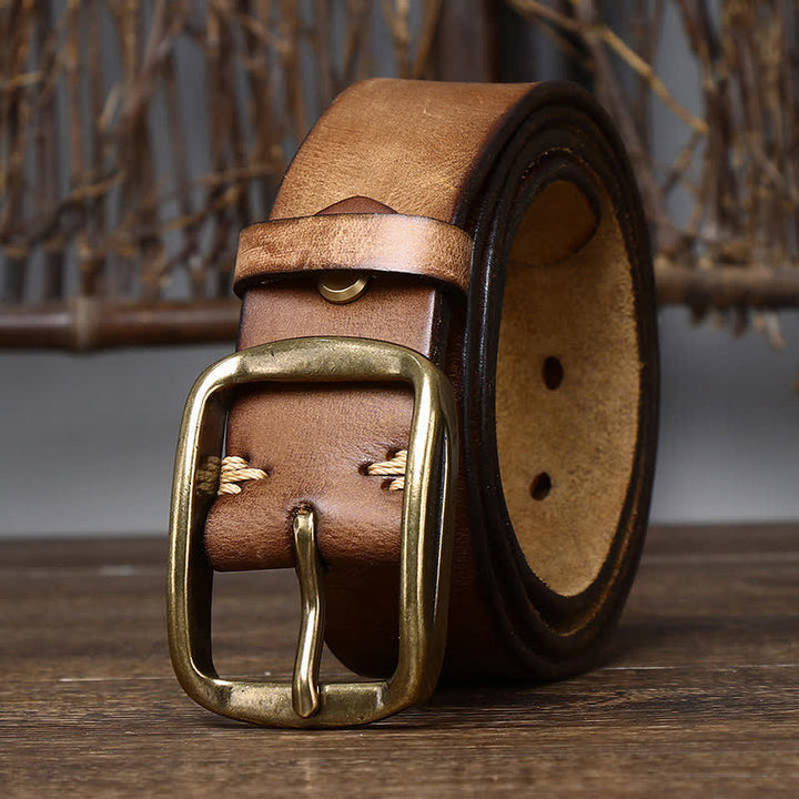 Cinturón elegante de cuero agrietado y desgastado para hombre