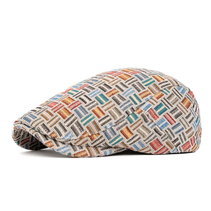 Boina artística de cuadros jacquard de colores retro - Hebilla trasera - Azul claro - Ajustable (22 1/2"-24") - image 16