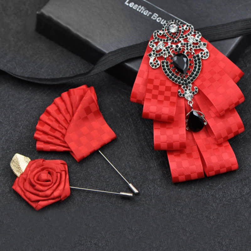 Conjunto de 3 pajaritas con diamantes de imitación negros a cuadros