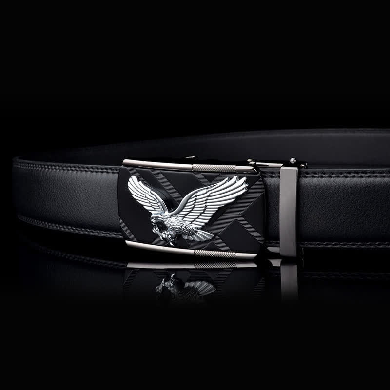 Cinturón de cuero con hebilla automática con diseño de águila animal para hombre