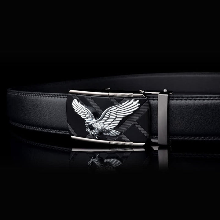 Cinturón de cuero con hebilla automática con diseño de águila animal para hombre