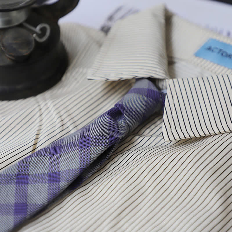 Corbata de cuadros de dos tonos estilo preppy para hombre - image 1