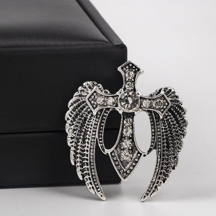 Broche de cruz con alas Soar In Faith para hombre