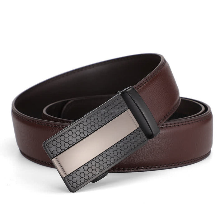 Cinturón de cuero con trinquete y hebilla deslizante elegante para hombre