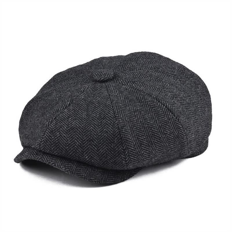 Boina octogonal clásica de tweed con diseño de espiga