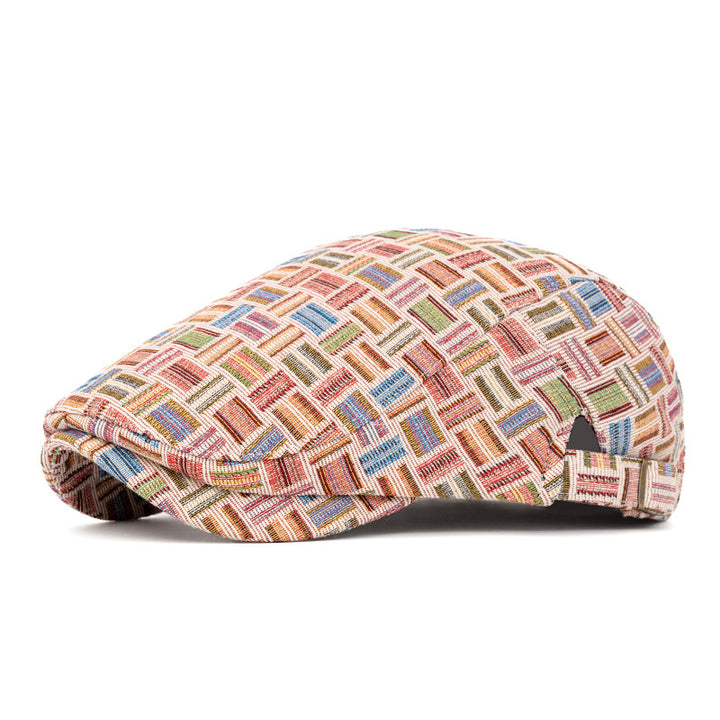 Boina artística de cuadros jacquard de colores retro - Hebilla de borde - Rosa - Ajustable (22 1/2"-24") - image 15