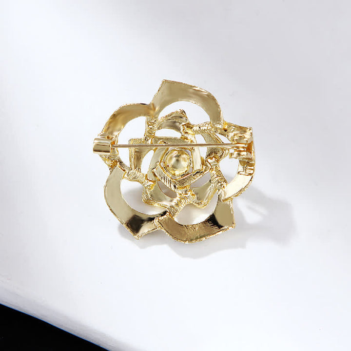 Broche de camelia hueca decorativa para mujer
