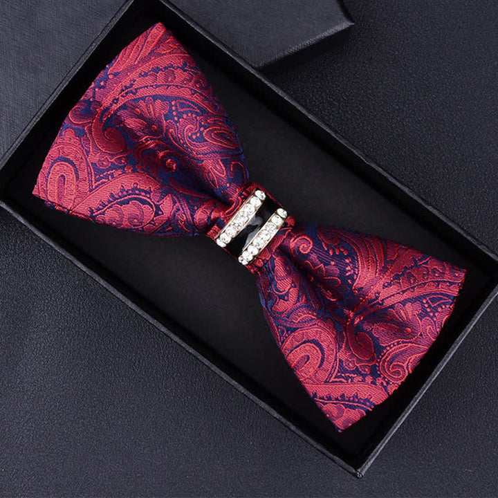 Pajarita con rayas y estampado floral de cachemira para hombre