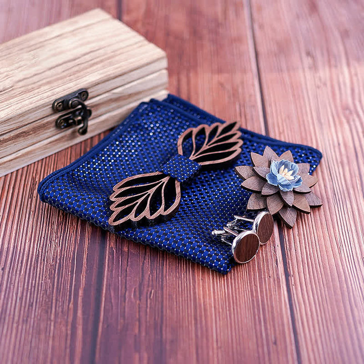 Juego de 4 pajaritas de madera con forma de hojas huecas para hombre