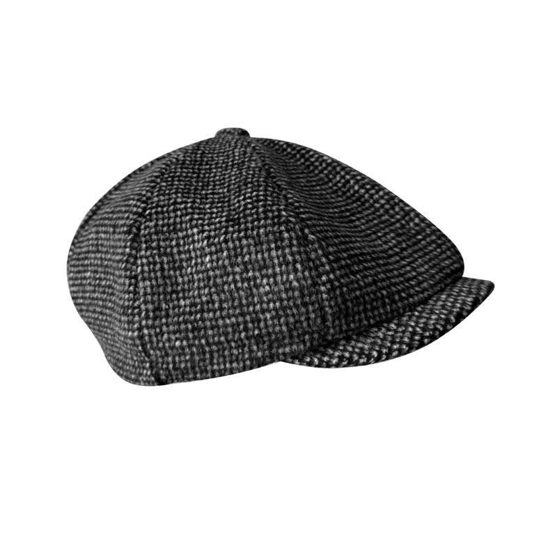 Boina Gatsby con cuadros diminutos y gorra octogonal