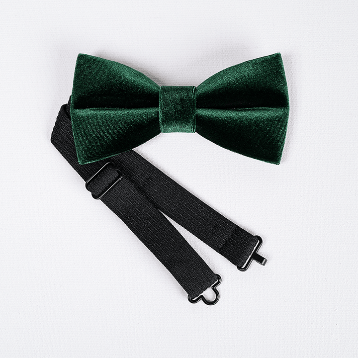 Pajarita de terciopelo de color verde esmeralda liso para hombre