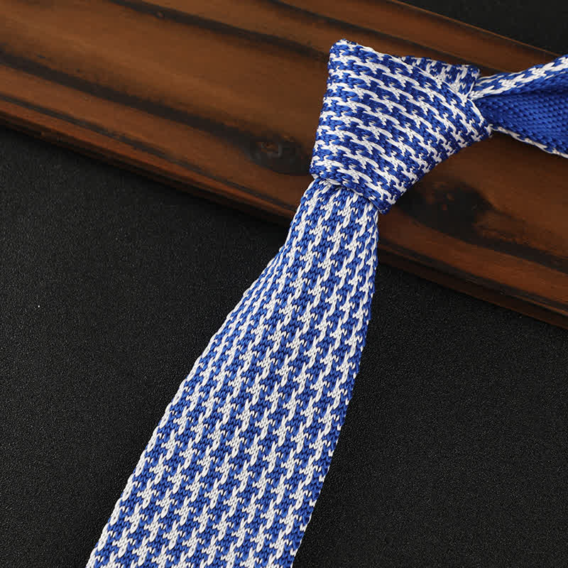 Corbata de punto con cuadros escoceses y pata de gallo para hombre