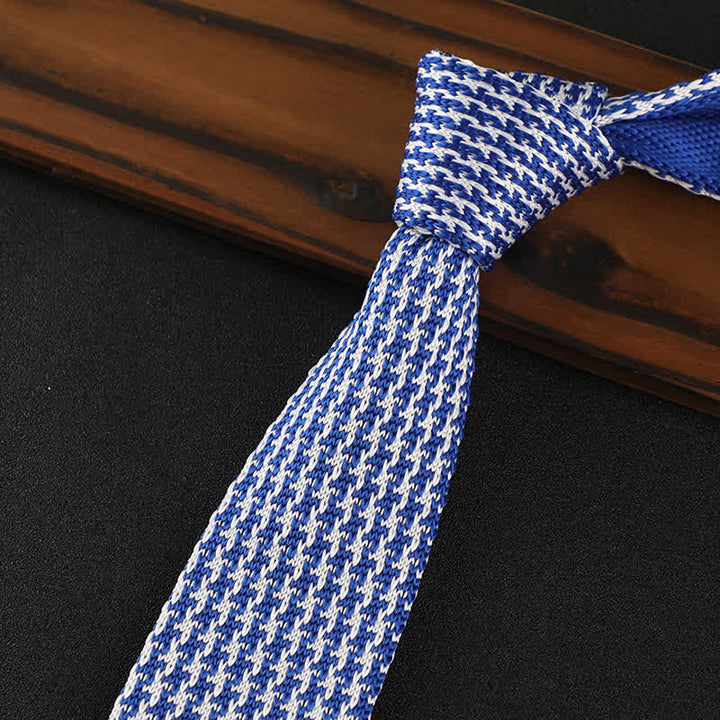 Corbata de punto con cuadros escoceses y pata de gallo para hombre