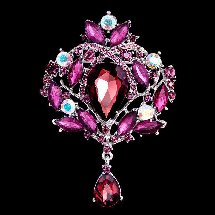 Broche de gota de agua con capullo floral brillante para mujer