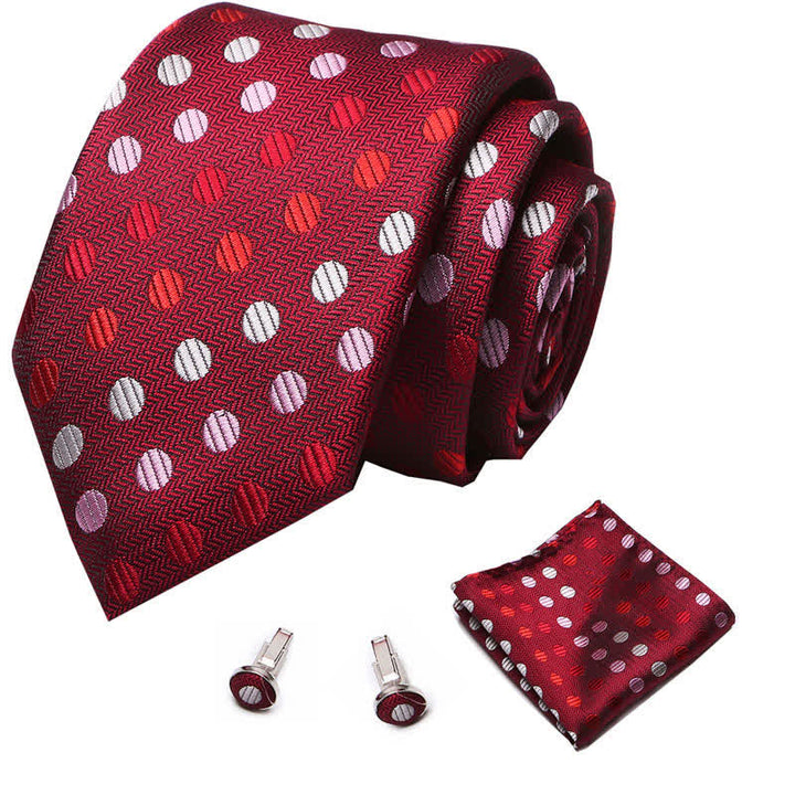 Conjunto de 3 corbatas de lunares blancos y rojos brillantes para hombre