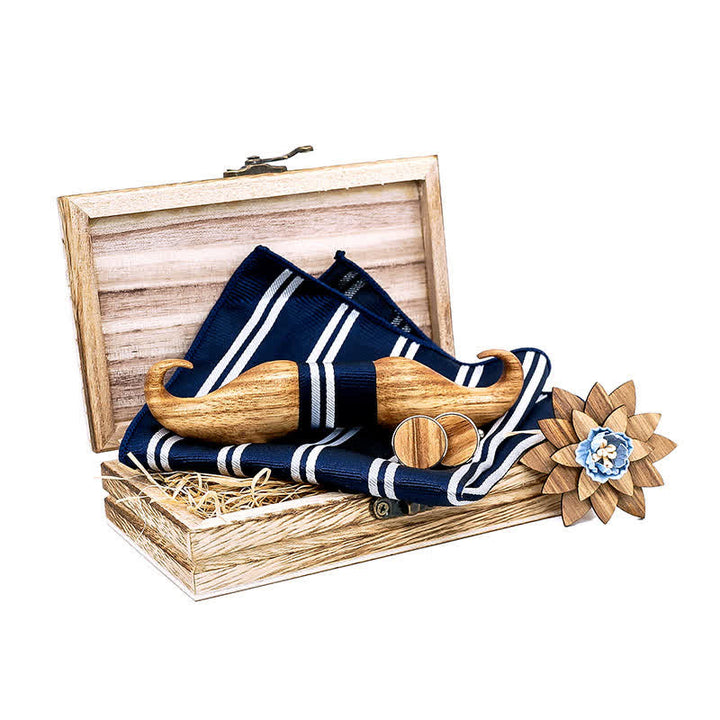 Juego de 4 pajaritas de madera con bigote Burlywood para hombre