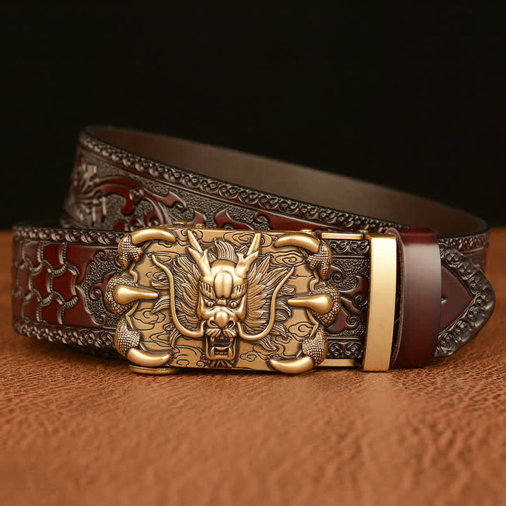 Cinturón de cuero con garra de dragón poderosa para hombre