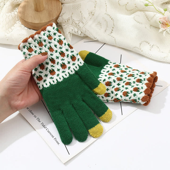 Guantes tejidos con dedos completos para jardinería y pantallas táctiles para mujer