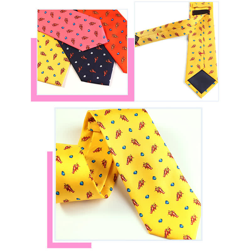 Corbata de seda pura con motivos de animales bailando para hombre