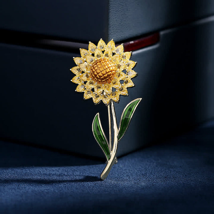 Broche de girasol dorado para mujer