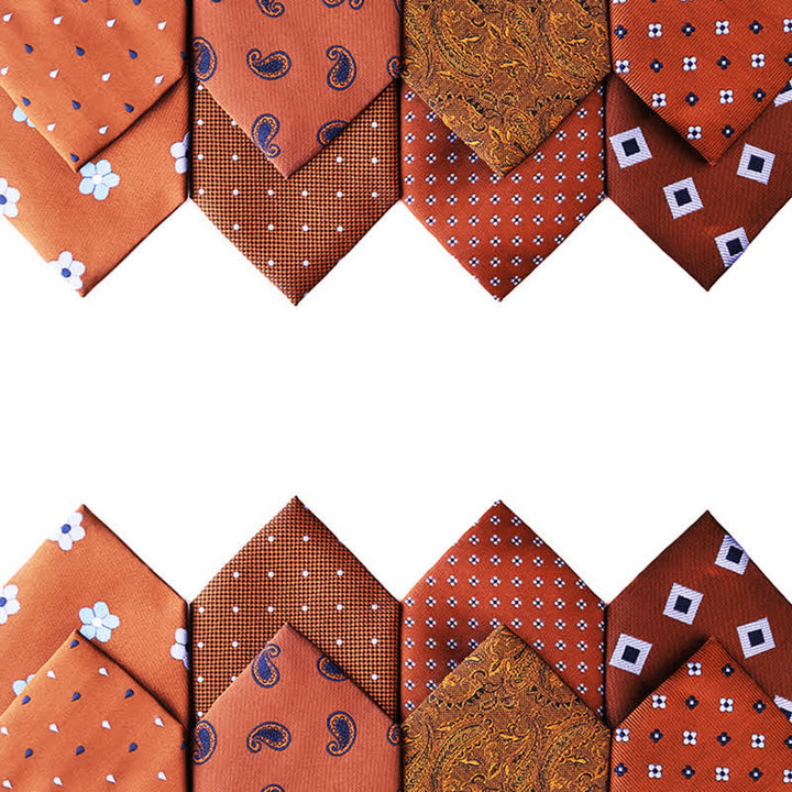 Corbata para hombre con micromotivos de la serie naranja y roja