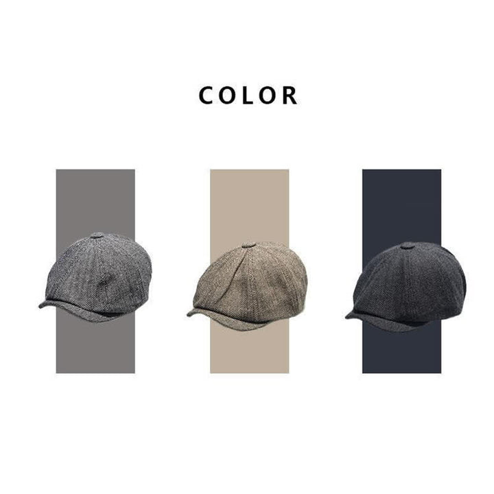 Boina octogonal con diseño de espiga versátil para hombre