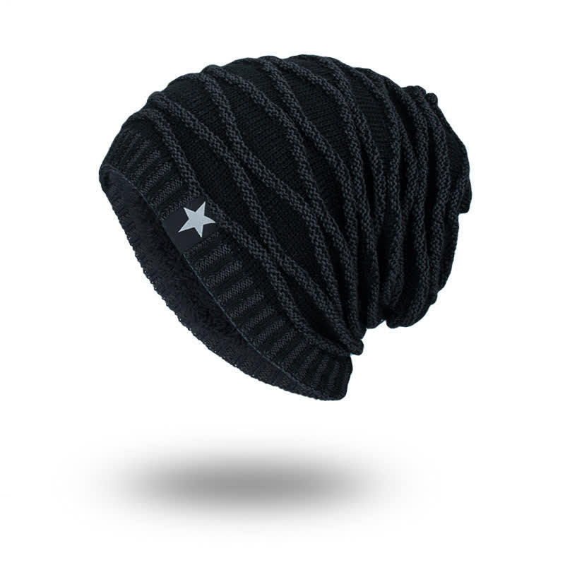 Gorro de punto de cinco estrellas con forro polar