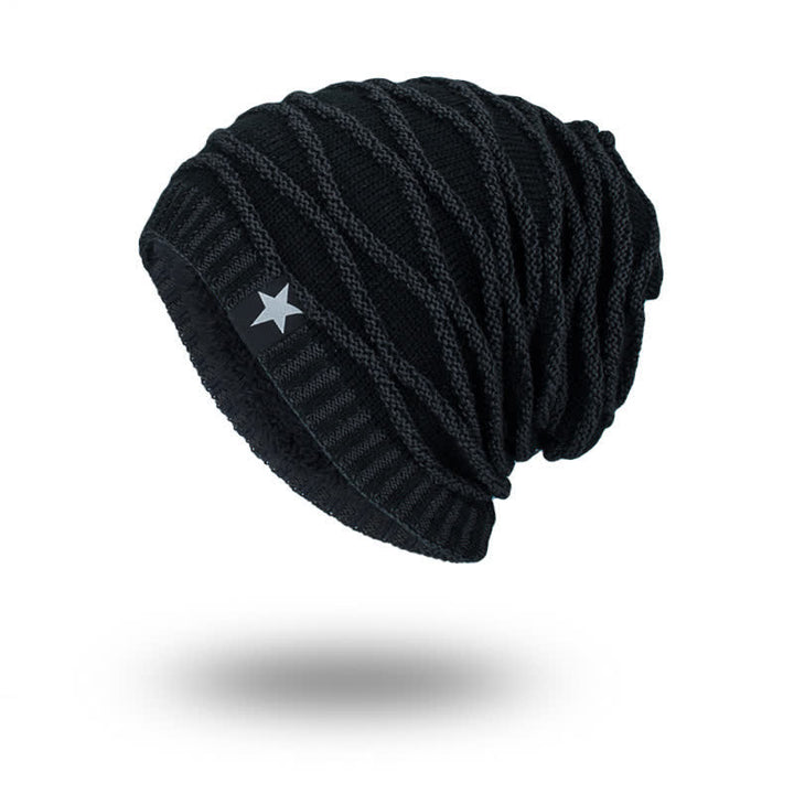 Gorro de punto de cinco estrellas con forro polar