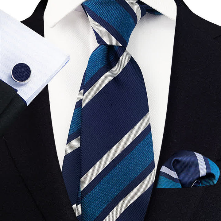 Conjunto de 3 corbatas formales de rayas simétricas para hombre
