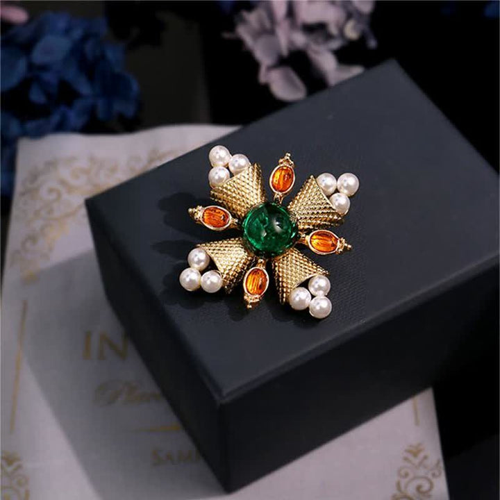 Broche de perla con cruz barroca de emperatriz para mujer