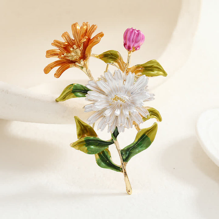 Broche creativo de margaritas florales para mujer.