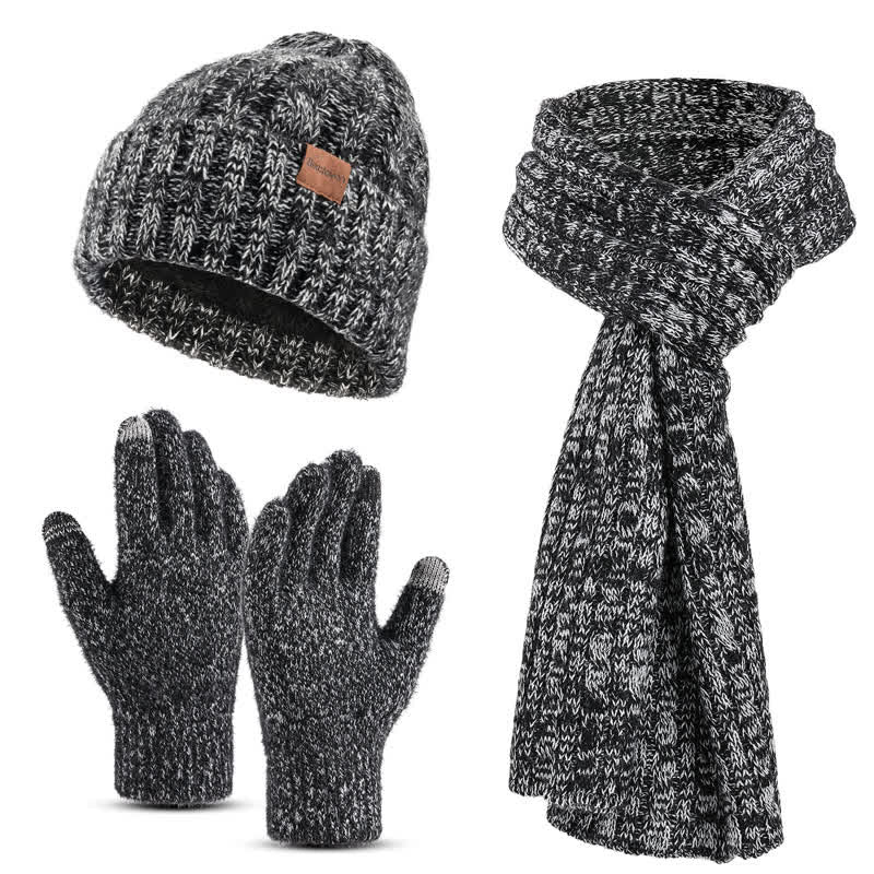 Conjunto de 3 guantes unisex elegantes con bufanda larga y pantalla táctil