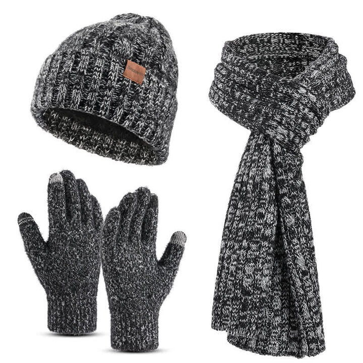 Conjunto de 3 guantes unisex elegantes con bufanda larga y pantalla táctil