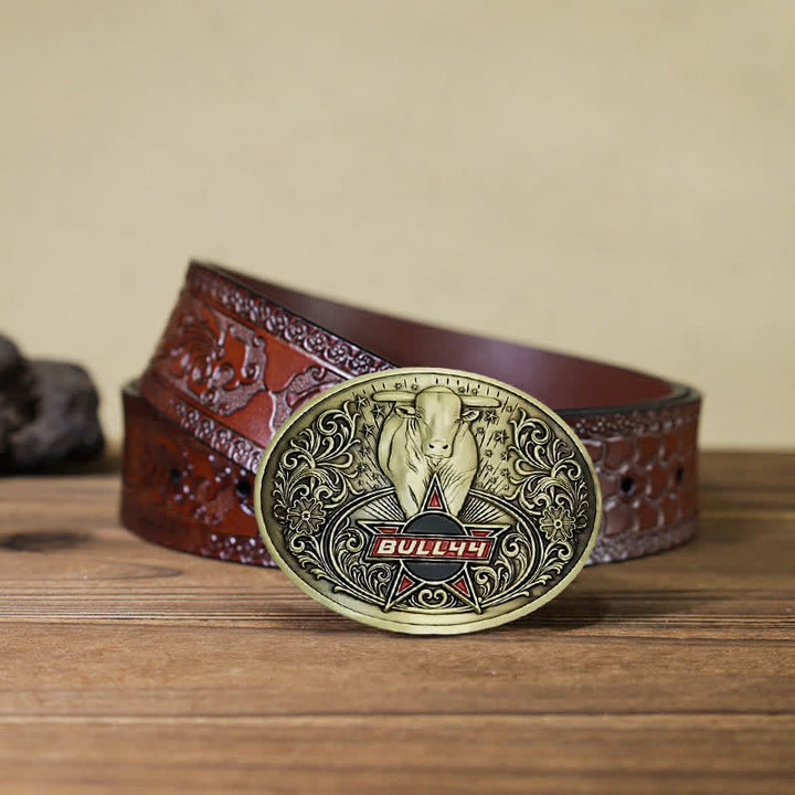 Cinturón de cuero con hebilla para hombre, con portacervezas creativo, hecho a mano, con forma de toro furioso