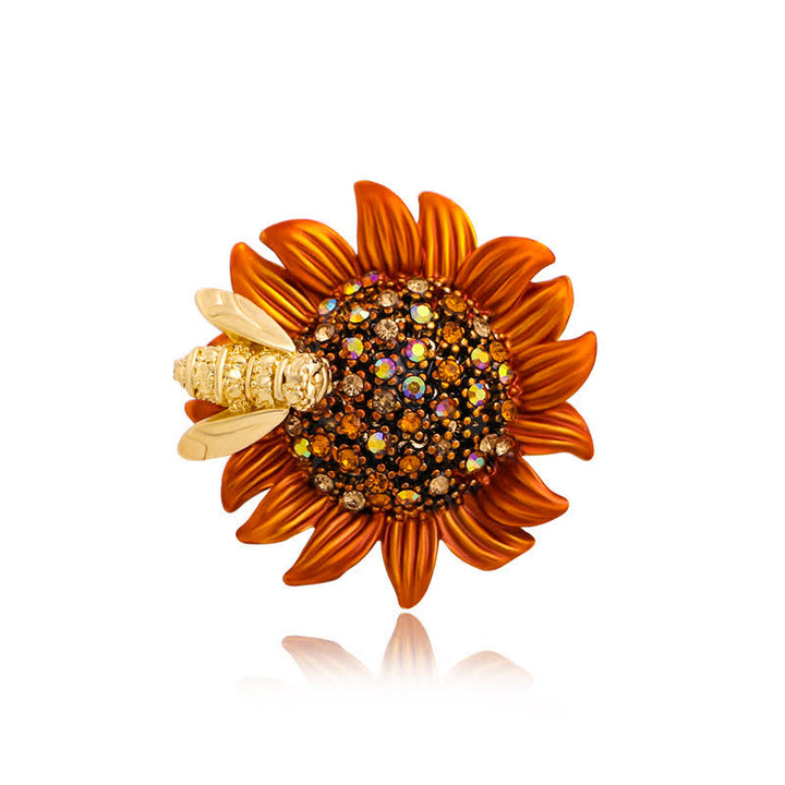 Broche de abeja encantadora con girasoles vivos para mujer