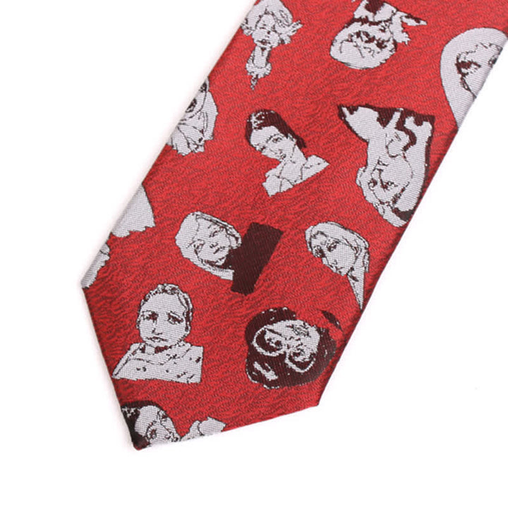 Corbata con retrato de cabeza de hombre con arte carmesí