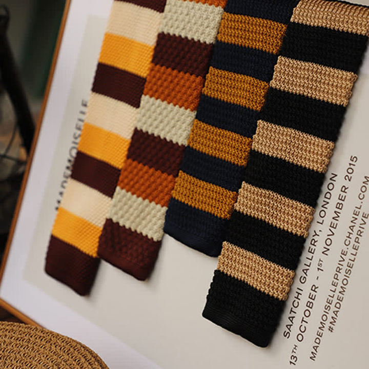 Corbata de punto con rayas horizontales de otoño para hombre
