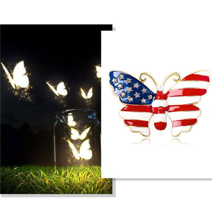 Broche de mariposa con bandera estadounidense para hombre